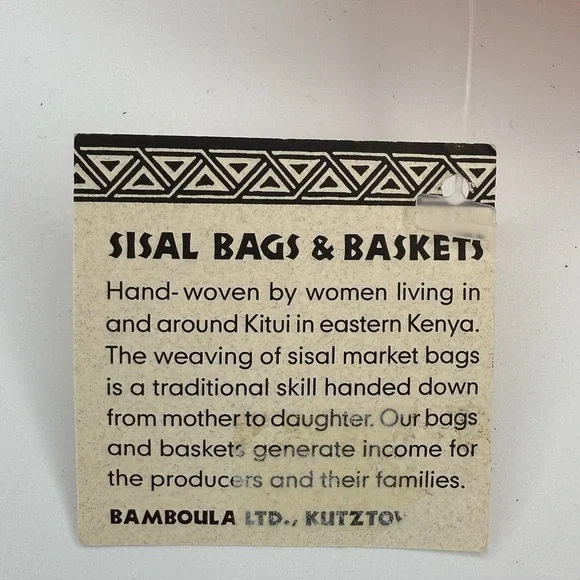 NWT Handwoven Bolga basket or bag in Sisal Orange and Zebra Combo - Picture 9 of 13